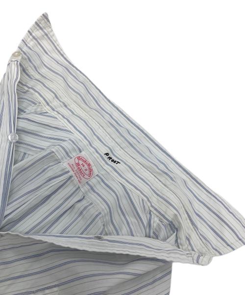 BROOKS BROTHERS（ブルックスブラザーズ）BROOKS BROTHERS (ブルックスブラザーズ) 【古着】シャツ　60~70’S/S Makers 6ボタン　ラウンドカット　ストライプ　60年代　70年代 ホワイト×ブルー サイズ:16−2の古着・服飾アイテム