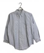 BROOKS BROTHERSブルックスブラザーズ）の古着「【古着】60~70’Sストライプシャツ　Makers 6ボタン　スリムフィット　ラウンドカット　60年代　70年代」｜スカイブルー×ホワイト