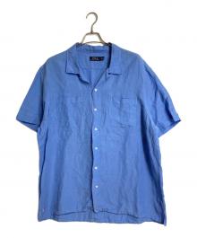 POLO RALPH LAUREN（ポロ・ラルフローレン）の古着「【古着】リネンシルク裾ポニーオープンカラーシャツ　半袖シャツ　オーバーサイズ」｜ブルー