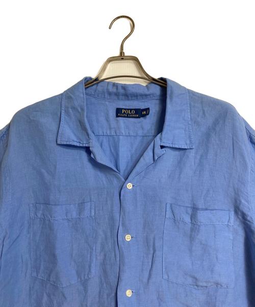 POLO RALPH LAUREN（ポロ・ラルフローレン）POLO RALPH LAUREN (ポロ・ラルフローレン) 【古着】リネンシルク裾ポニーオープンカラーシャツ　半袖シャツ　オーバーサイズ ブルー サイズ:XXLの古着・服飾アイテム