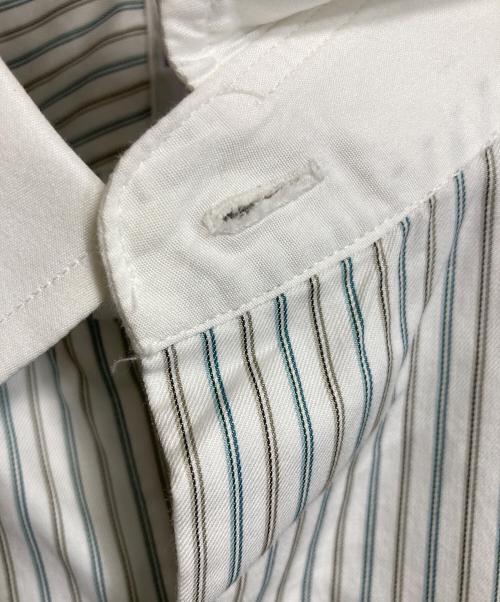 BROOKS BROTHERS（ブルックスブラザーズ）BROOKS BROTHERS (ブルックスブラザーズ) 【古着】袖刺繍クレリックシャツ ストライプシャツ　長袖シャツ　USA製 WOVEN IN ITALY イタリア製 グリーン×ブラウン サイズ:18−35の古着・服飾アイテム