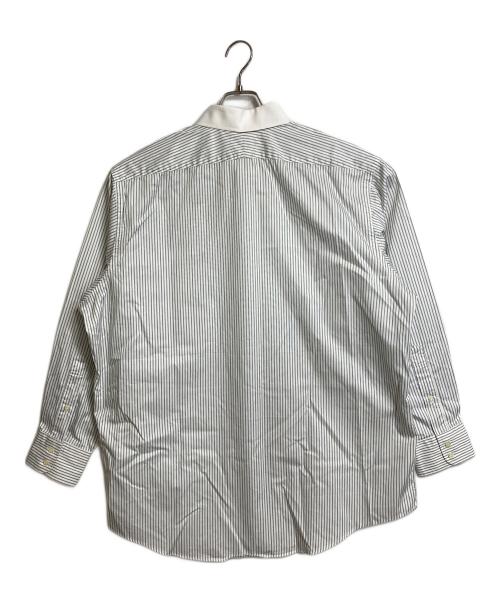 BROOKS BROTHERS（ブルックスブラザーズ）BROOKS BROTHERS (ブルックスブラザーズ) 【古着】袖刺繍クレリックシャツ ストライプシャツ　長袖シャツ　USA製 WOVEN IN ITALY イタリア製 グリーン×ブラウン サイズ:18−35の古着・服飾アイテム