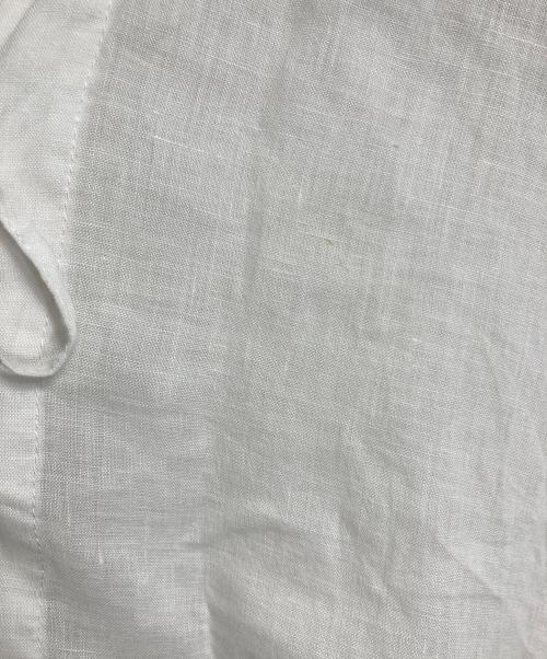 BROCANTE（ブロカント）BROCANTE (ブロカント) フレンチリネンシャンブレー ペザンシャツ レースアップリネンブラウス　麻　日本製 ホワイト サイズ:2の古着・服飾アイテム