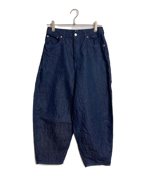 caqu（サキュウ）caqu (サキュウ) FSリネンバレルパンツ　コットンリネンパンツ　日本製 インディゴ rince サイズ:1の古着・服飾アイテム