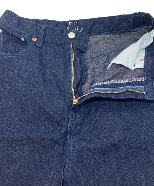 caqu（サキュウ）caqu (サキュウ) FSリネンバレルパンツ　コットンリネンパンツ　日本製 インディゴ rince サイズ:1の古着・服飾アイテム