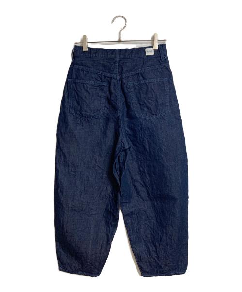 caqu（サキュウ）caqu (サキュウ) FSリネンバレルパンツ　コットンリネンパンツ　日本製 インディゴ rince サイズ:1の古着・服飾アイテム