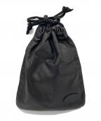 SOMESソメス）の古着「レザー巾着ポーチ」｜ブラック