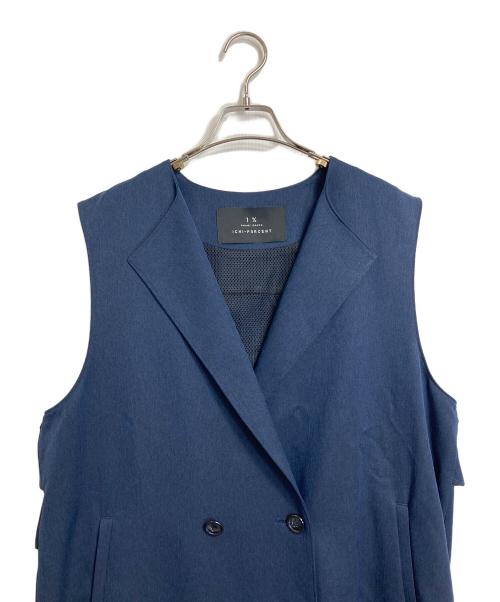 1% SHUHEI OGAWA（イチパーセント シュウヘイオガワ）1% SHUHEI OGAWA (イチパーセント シュウヘイオガワ) バックフリルジレ　ロングジレ　ロングベスト　フリルベスト　アウター　ライトアウター　セレモニー　日本製 ネイビー サイズ:2の古着・服飾アイテム