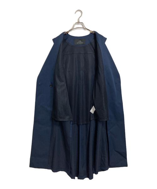 1% SHUHEI OGAWA（イチパーセント シュウヘイオガワ）1% SHUHEI OGAWA (イチパーセント シュウヘイオガワ) バックフリルジレ　ロングジレ　ロングベスト　フリルベスト　アウター　ライトアウター　セレモニー　日本製 ネイビー サイズ:2の古着・服飾アイテム