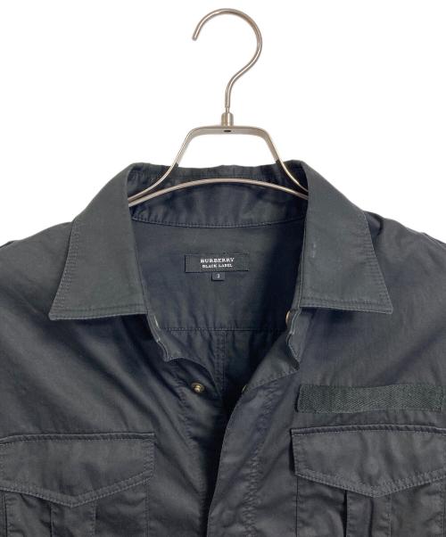 BURBERRY BLACK LABEL（バーバリーブラックレーベル）BURBERRY BLACK LABEL (バーバリーブラックレーベル) ホース刺繍シャツ　長袖シャツ　コットンシャツ ブラック サイズ:3の古着・服飾アイテム