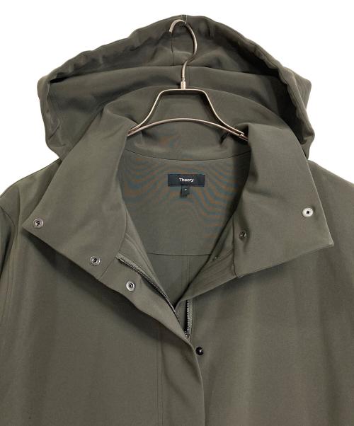 theory（セオリー）theory (セオリー) ミリタリーコート SYNTHETIC DOUBLE CLOTH MILITARY  アウター　ライトアウター　ロングコート　オーバーサイズ　日本製 グリーン サイズ:Pの古着・服飾アイテム