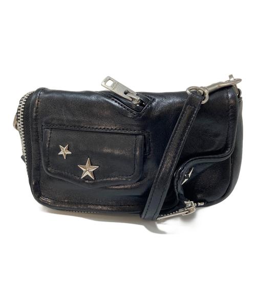 beautiful people（ビューティフルピープル）beautiful people (ビューティフルピープル) studs riders flap purse  スタッズライダースフラップパース　財布　ポーチ　ウォレット　ショルダーバッグ　ミニバッグ ブラック サイズ:実寸参照の古着・服飾アイテム