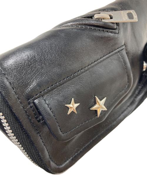 beautiful people（ビューティフルピープル）beautiful people (ビューティフルピープル) studs riders flap purse  スタッズライダースフラップパース　財布　ポーチ　ウォレット　ショルダーバッグ　ミニバッグ ブラック サイズ:実寸参照の古着・服飾アイテム