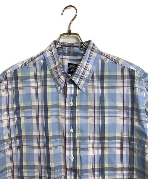 BROOKS BROTHERS（ブルックスブラザーズ）BROOKS BROTHERS (ブルックスブラザーズ) ボタンダウンシャツ　コットンシャツ　チェックシャツ スカイブルー サイズ:1XLTの古着・服飾アイテム