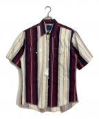Wranglerラングラー）の古着「【古着】ストライプ半袖ウエスタンシャツ　コットンシャツ　タグ付き　デットストック」｜ブラウン×ホワイト
