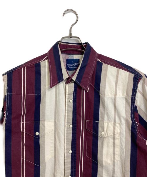 Wrangler（ラングラー）Wrangler (ラングラー) 【古着】ストライプ半袖ウエスタンシャツ　コットンシャツ　タグ付き　デットストック ブラウン×ホワイト サイズ:Lの古着・服飾アイテム
