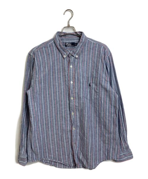 POLO RALPH LAUREN（ポロ・ラルフローレン）POLO RALPH LAUREN (ポロ・ラルフローレン) 【古着】ストライプシャツ　 USA製 ブルー サイズ:Lの古着・服飾アイテム