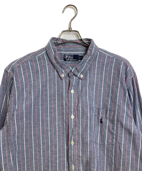 POLO RALPH LAUREN（ポロ・ラルフローレン）POLO RALPH LAUREN (ポロ・ラルフローレン) 【古着】ストライプシャツ　 USA製 ブルー サイズ:Lの古着・服飾アイテム