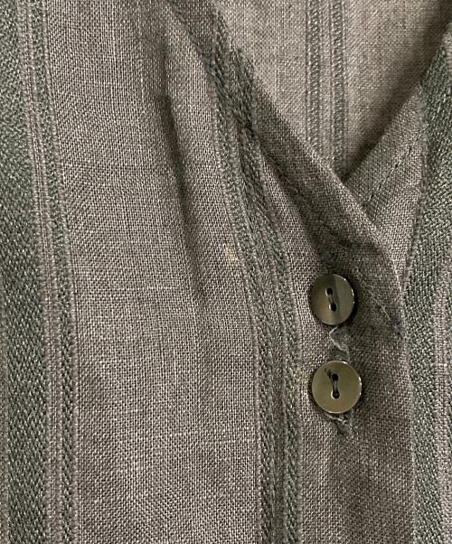 SLOBE IENA（スローブ イエナ）SLOBE IENA (スローブ イエナ) ドビーストライプリネンハーフスリーブワンピース　半袖ワンピース　ロングワンピース　麻 グレー サイズ:実寸参照の古着・服飾アイテム