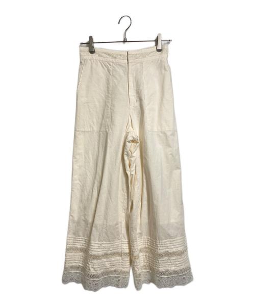 ne quittez pas（ヌキテパ）ne quittez pas (ヌキテパ) Cotton Linen Lace Pants  コットンリネンレースパンツ　裾レースパンツ　インド製 ベージュ サイズ:Mの古着・服飾アイテム