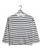 DEUXIEME CLASSEドゥーズィエム クラス）の古着「Thrilling Stripe Tシャツボーダーカットソー　ロングスリーブカットソー　長袖カットソー　日本製」｜ホワイト×ブラック