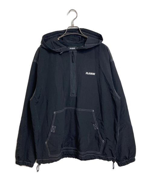X-LARGE（エクストララージ）X-LARGE (エクストララージ) コントラストステッチナイロンフードジャケット アノラックパーカー ブラック サイズ:Mの古着・服飾アイテム
