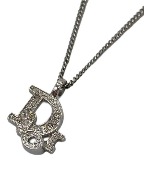 Christian Dior（クリスチャン ディオール）Christian Dior (クリスチャン ディオール) ラインストーンネックレス　ロゴストーンネックレス　ロゴモチーフネックレス シルバー サイズ:実寸参照の古着・服飾アイテム