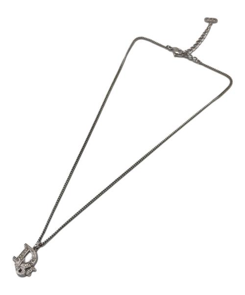 Christian Dior（クリスチャン ディオール）Christian Dior (クリスチャン ディオール) ラインストーンネックレス　ロゴストーンネックレス　ロゴモチーフネックレス シルバー サイズ:実寸参照の古着・服飾アイテム