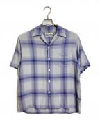 WACKO MARIAワコマリア）の古着「23SS  OMBRE CHECK OPEN COLLAR SHIRT オンブレチェックオープンカラーシャツ　半袖シャツ　レーヨンシャツ　日本製」｜パープル