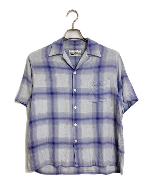 WACKO MARIA（ワコマリア）WACKO MARIA (ワコマリア) 23SS  OMBRE CHECK OPEN COLLAR SHIRT オンブレチェックオープンカラーシャツ　半袖シャツ　レーヨンシャツ　日本製 パープル サイズ:Sの古着・服飾アイテム
