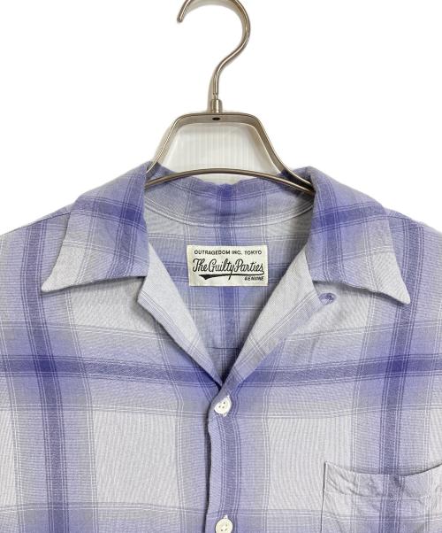 WACKO MARIA（ワコマリア）WACKO MARIA (ワコマリア) 23SS  OMBRE CHECK OPEN COLLAR SHIRT オンブレチェックオープンカラーシャツ　半袖シャツ　レーヨンシャツ　日本製 パープル サイズ:Sの古着・服飾アイテム