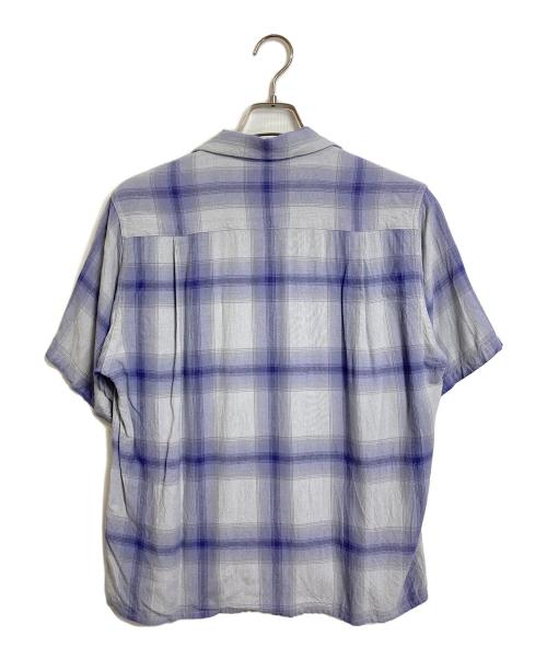 WACKO MARIA（ワコマリア）WACKO MARIA (ワコマリア) 23SS  OMBRE CHECK OPEN COLLAR SHIRT オンブレチェックオープンカラーシャツ　半袖シャツ　レーヨンシャツ　日本製 パープル サイズ:Sの古着・服飾アイテム