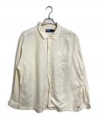 POLO RALPH LAURENポロ・ラルフローレン）の古着「【古着】90’Sリネンシルク裾ポニーシャツ」｜アイボリー×ネイビー