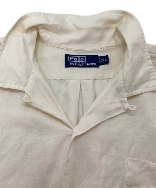 POLO RALPH LAUREN（ポロ・ラルフローレン）POLO RALPH LAUREN (ポロ・ラルフローレン) 【古着】90’Sリネンシルク裾ポニーシャツ アイボリー×ネイビー サイズ:XLの古着・服飾アイテム