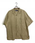 POLO RALPH LAURENポロ・ラルフローレン）の古着「【古着】90’S リネンシルク　裾ポニー半袖シャツ　90年代」｜ベージュ×オレンジ