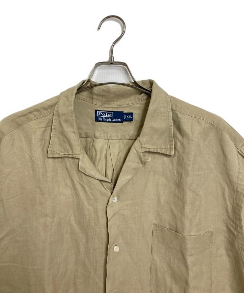 POLO RALPH LAUREN（ポロ・ラルフローレン）POLO RALPH LAUREN (ポロ・ラルフローレン) 【古着】90’S リネンシルク　裾ポニー半袖シャツ　90年代 ベージュ×オレンジ サイズ:XXLの古着・服飾アイテム