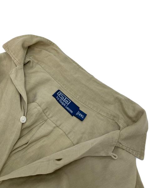 POLO RALPH LAUREN（ポロ・ラルフローレン）POLO RALPH LAUREN (ポロ・ラルフローレン) 【古着】90’S リネンシルク　裾ポニー半袖シャツ　90年代 ベージュ×オレンジ サイズ:XXLの古着・服飾アイテム