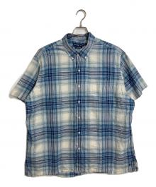 POLO RALPH LAUREN（ポロ・ラルフローレン）の古着「【古着】　裾ポニーボタンダウンシャツ　コットンシャツ　BOB CAMP」｜ブルー×ホワイト