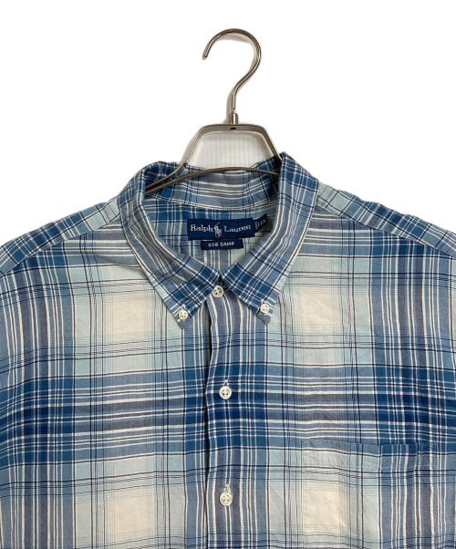POLO RALPH LAUREN（ポロ・ラルフローレン）POLO RALPH LAUREN (ポロ・ラルフローレン) 【古着】　裾ポニーボタンダウンシャツ　コットンシャツ　BOB CAMP ブルー×ホワイト サイズ:XLの古着・服飾アイテム