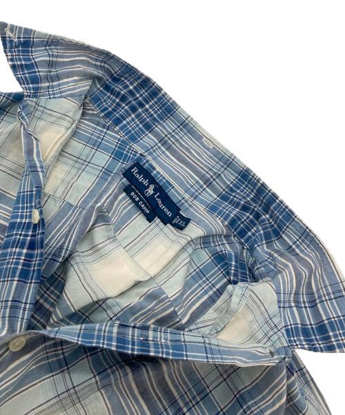 POLO RALPH LAUREN（ポロ・ラルフローレン）POLO RALPH LAUREN (ポロ・ラルフローレン) 【古着】　裾ポニーボタンダウンシャツ　コットンシャツ　BOB CAMP ブルー×ホワイト サイズ:XLの古着・服飾アイテム