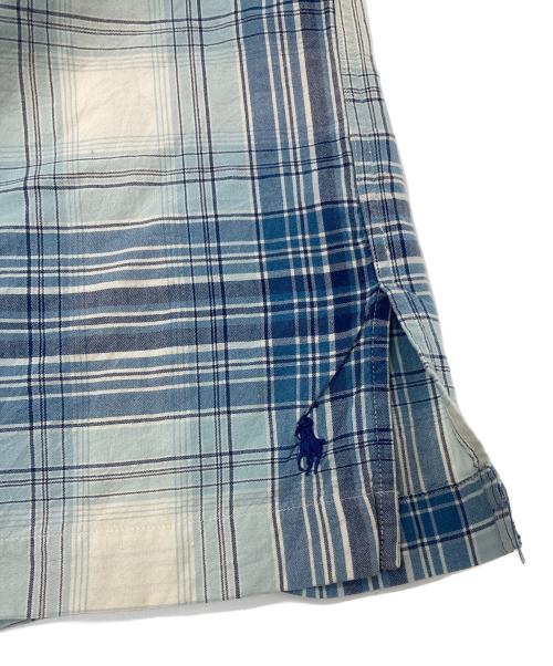 POLO RALPH LAUREN（ポロ・ラルフローレン）POLO RALPH LAUREN (ポロ・ラルフローレン) 【古着】　裾ポニーボタンダウンシャツ　コットンシャツ　BOB CAMP ブルー×ホワイト サイズ:XLの古着・服飾アイテム