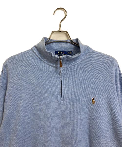 POLO RALPH LAUREN（ポロ・ラルフローレン）POLO RALPH LAUREN (ポロ・ラルフローレン) ハーフジップスウェット　ESTATE RIB スカイブルー サイズ:XXLの古着・服飾アイテム