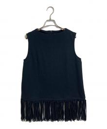 EZUMI（エズミ）の古着「フリンジ ノースリーブTシャツ　タグ付き」｜ブラック