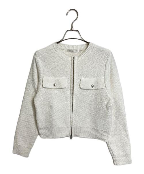 LOUNIE（ルーニー）LOUNIE (ルーニー) バイアス柄編みジップカーディガン ジャケット ホワイト サイズ:FREEの古着・服飾アイテム