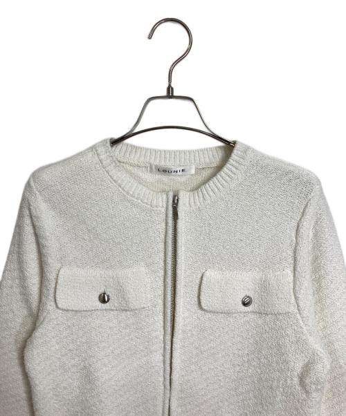 LOUNIE（ルーニー）LOUNIE (ルーニー) バイアス柄編みジップカーディガン ジャケット ホワイト サイズ:FREEの古着・服飾アイテム