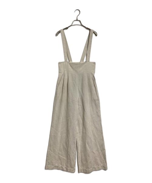 Noble（ノーブル）Noble (ノーブル) ハイウエストサロペットパンツ リネン混　日本製 アイボリー サイズ:38の古着・服飾アイテム