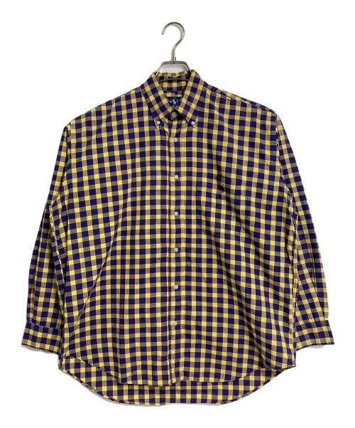 POLO RALPH LAUREN（ポロ・ラルフローレン）POLO RALPH LAUREN (ポロ・ラルフローレン) 【古着】90’Sボタンダウンシャツ　長袖シャツ　チェック　90年代 ポニー刺繍　BARTLETT イエロー×ネイビー サイズ:Sの古着・服飾アイテム