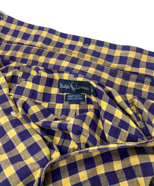 POLO RALPH LAUREN（ポロ・ラルフローレン）POLO RALPH LAUREN (ポロ・ラルフローレン) 【古着】90’Sボタンダウンシャツ　長袖シャツ　チェック　90年代 ポニー刺繍　BARTLETT イエロー×ネイビー サイズ:Sの古着・服飾アイテム