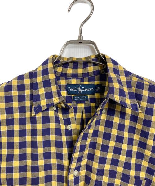 POLO RALPH LAUREN（ポロ・ラルフローレン）POLO RALPH LAUREN (ポロ・ラルフローレン) 【古着】90’Sボタンダウンシャツ　長袖シャツ　チェック　90年代 ポニー刺繍　BARTLETT イエロー×ネイビー サイズ:Sの古着・服飾アイテム