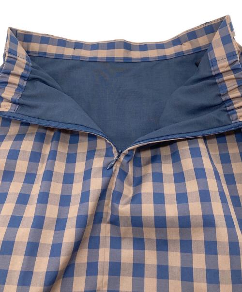 UNTITLED（アンタイトル）UNTITLED (アンタイトル) ギンガムチェックAラインスカート　後ろウエストゴム　日本製 ブラウン×ネイビー サイズ:01/S 未使用品の古着・服飾アイテム